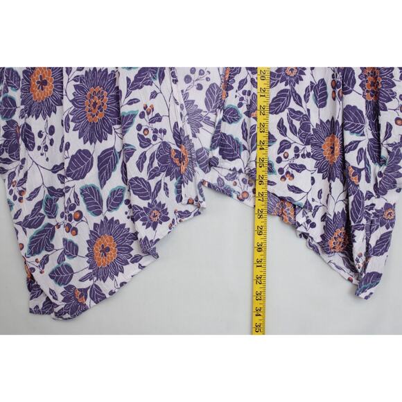 Gypsy Love Open Cardigan Kimono Beach Cover Up Tunic OS White Purple Floral - Picture 4 of 8
